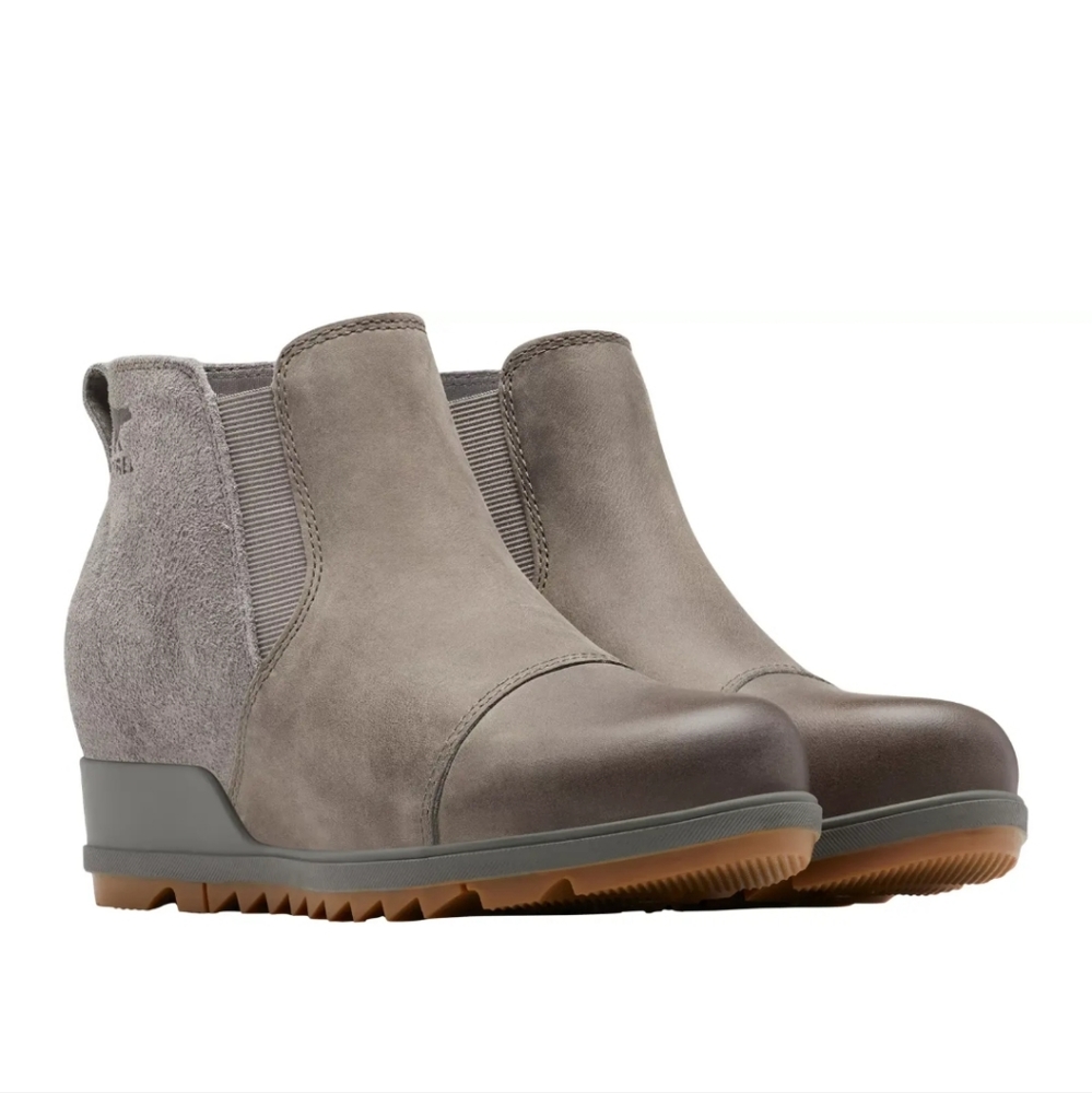 NWOT Sorel Evie Pull-On Bootie 7.5 Quarry Gum Wedge